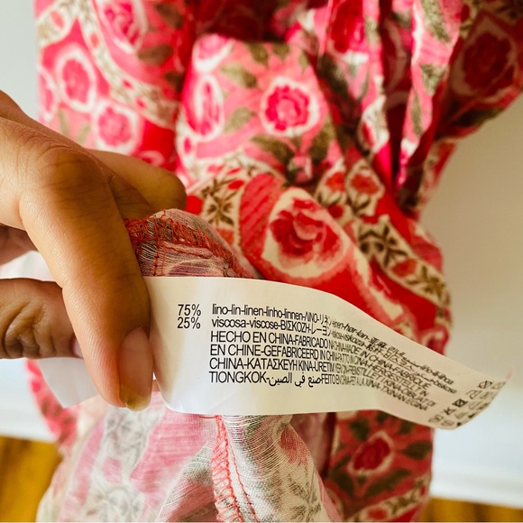 New Zara Linen Floral Button Down Size Medium Midi Dress - Picture 5 of 10